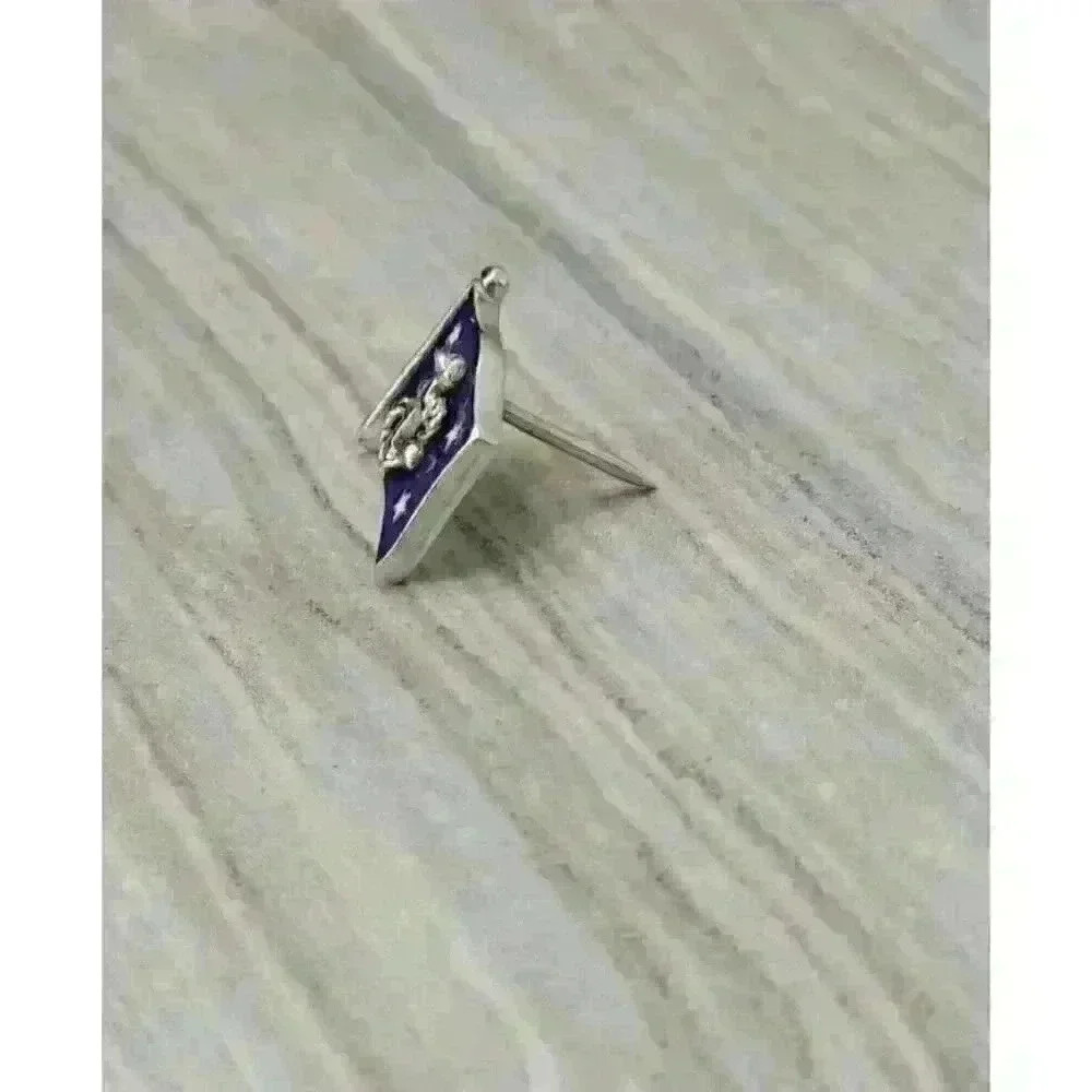 Tiffany & Co Vintage 14kt White Gold Navy Flag Lapel Pin - Picture 3 of 10